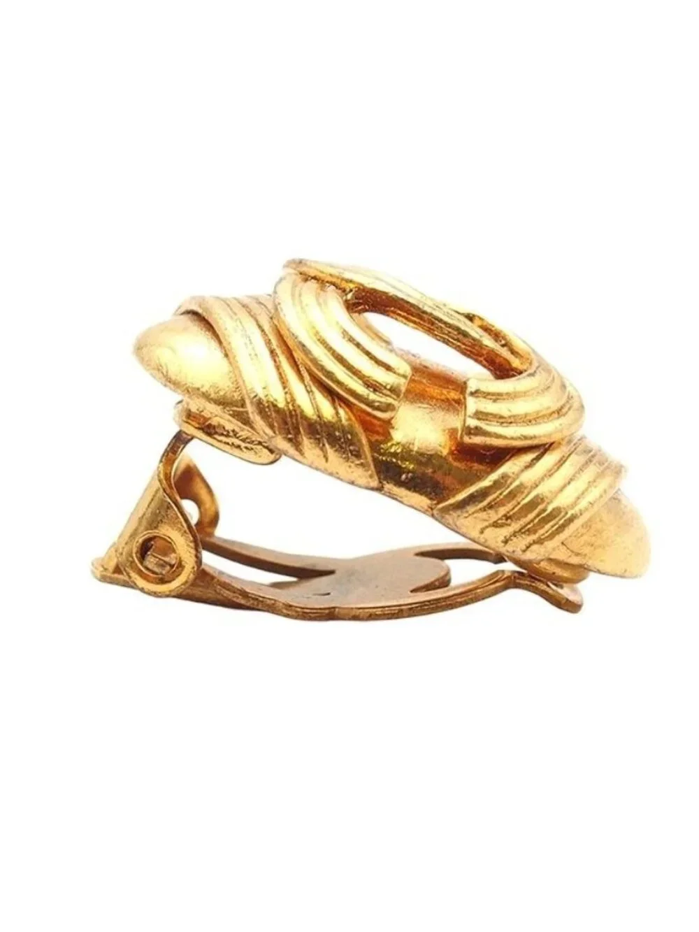 Chanel Earrings Gold Metal CC Logo Vintage Costume